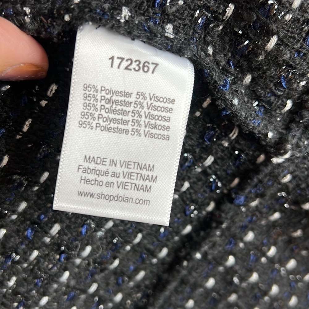 🕶️Anthropologie Dolan black blue tweed lurex peplum jacket L - Picture 8 of 10